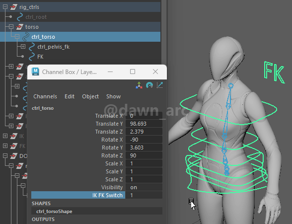 [Maya]Rigging 09 - Spine FK